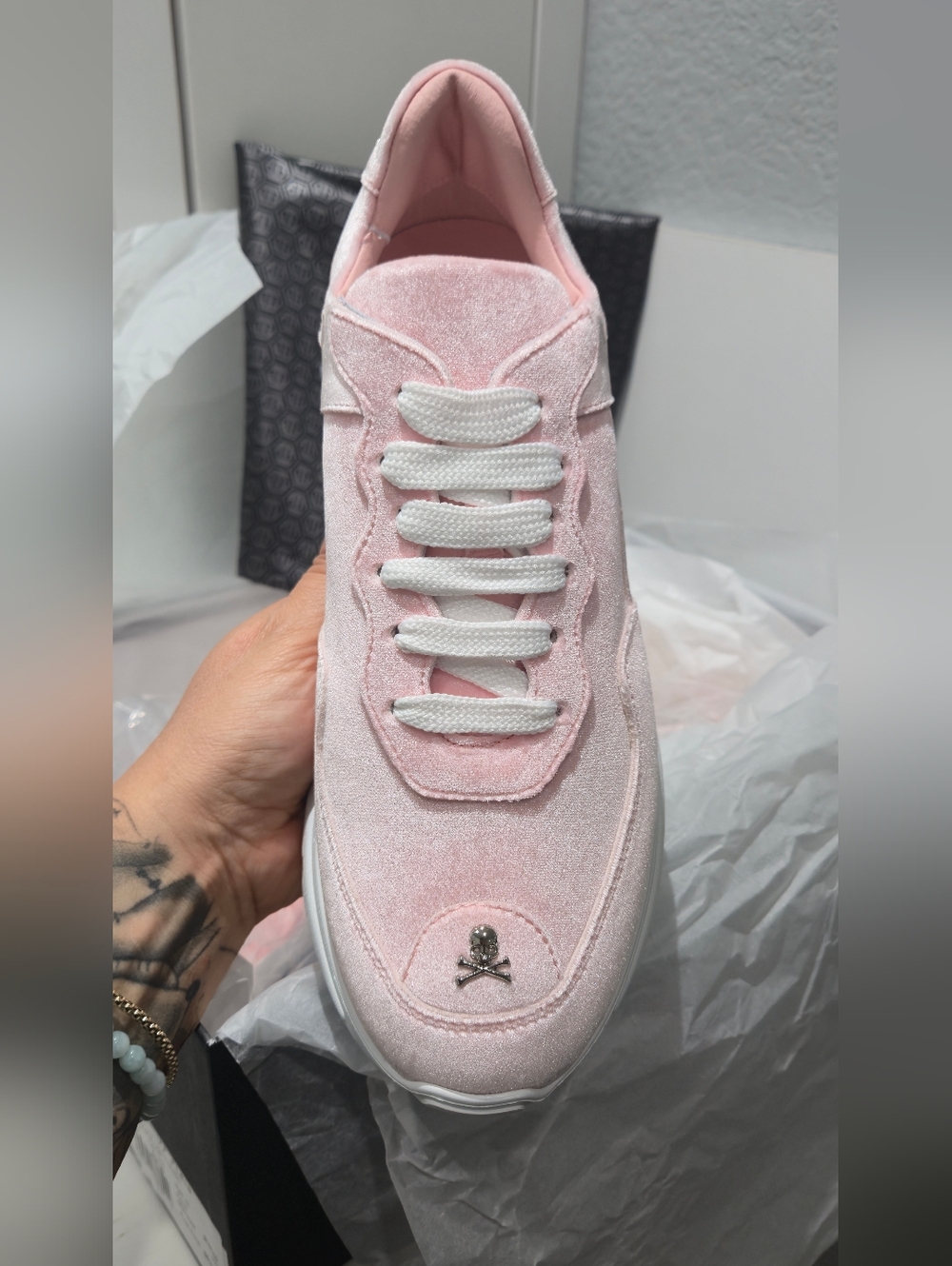 Philipp Plein Pink and White Women's Fashion Sneakers